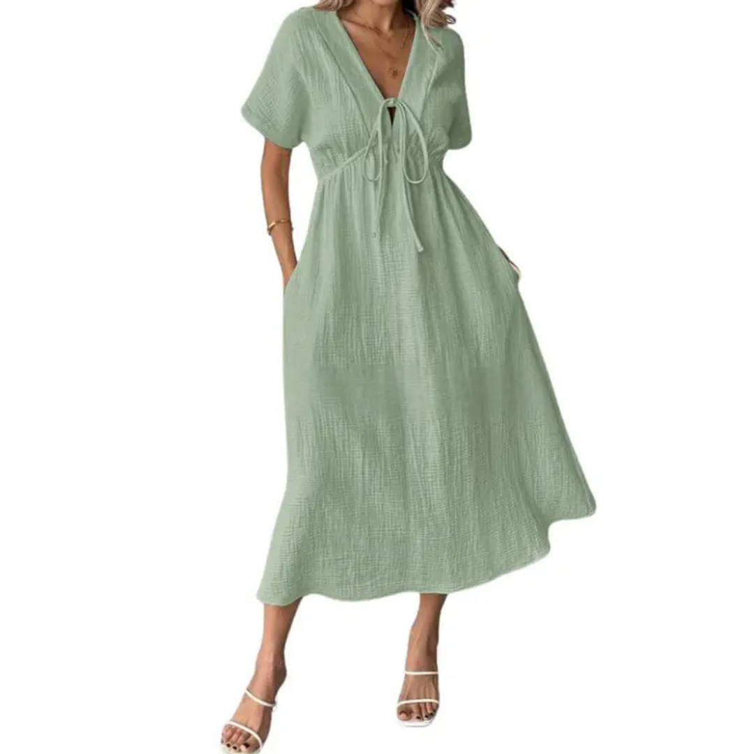 Van Delft Mode® | Comfortabele V-Hals Maxi Jurk