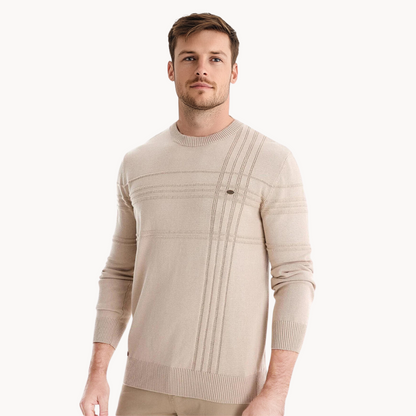 Van Delft Mode® | Katoenen Herentrui Met Streepdesign