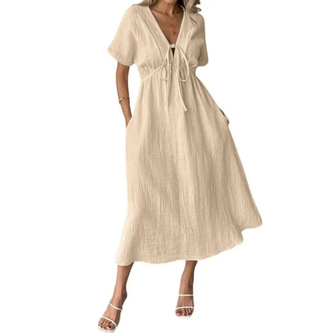 Van Delft Mode® | Comfortabele V-Hals Maxi Jurk