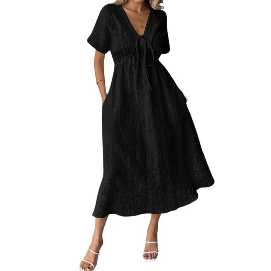 Van Delft Mode® | Comfortabele V-Hals Maxi Jurk