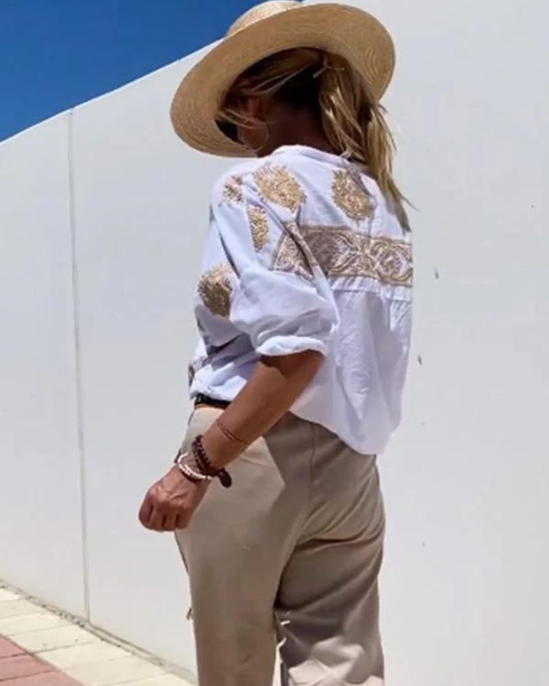 Van Delft Mode® | Blouse met sierlijke borduursels