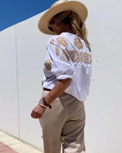 Van Delft Mode® | Blouse met sierlijke borduursels