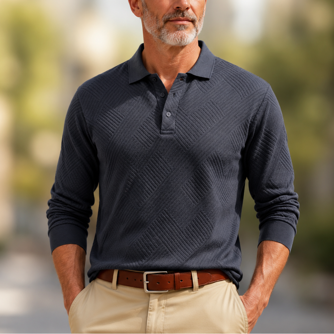 Van Delft Mode® | Comfortabele heren polo met lange mouw