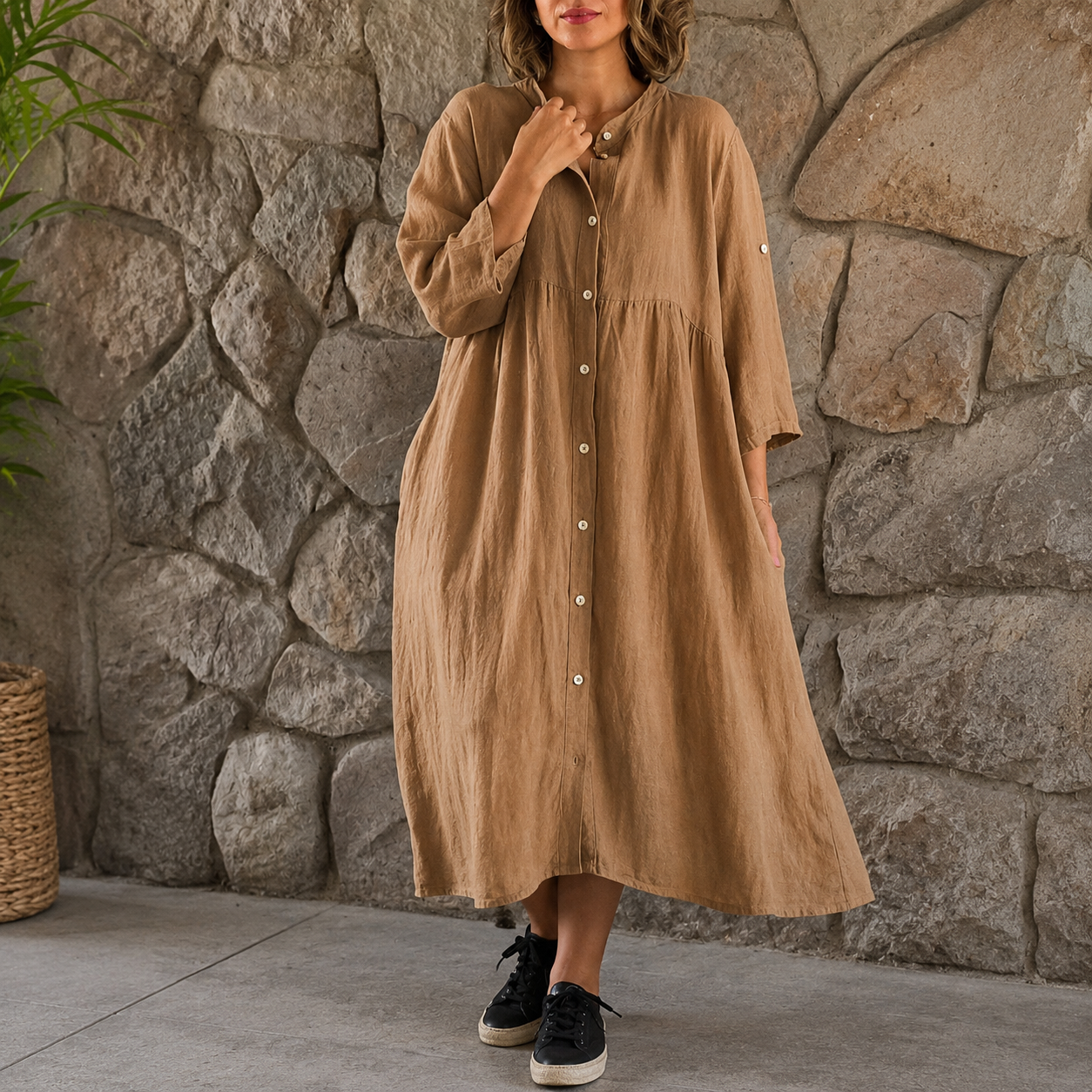 Van Delft Mode® | Comfortabele Linnen zomerjurk – Perfecte Pasvorm voor Elke Dag (TIJDELIJK 1+1 GRATIS!)