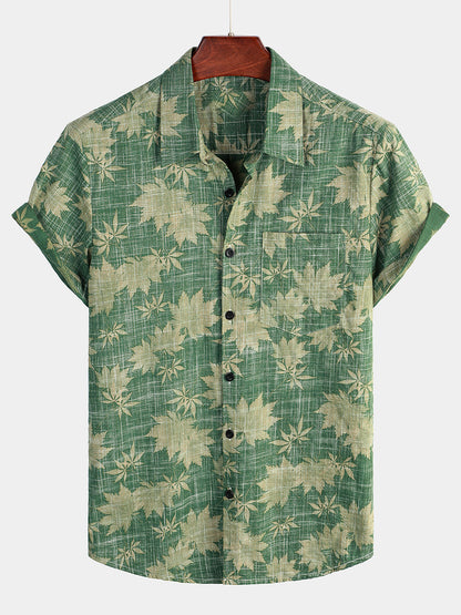 Van Delft Mode®| Katoenen Hawaii Overhemd met Korte Mouwen