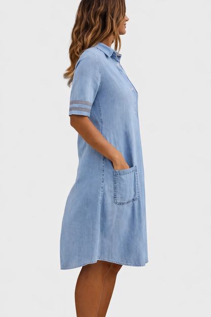 Van Delft Mode® | Comfortabele flatterende Denim Jurk