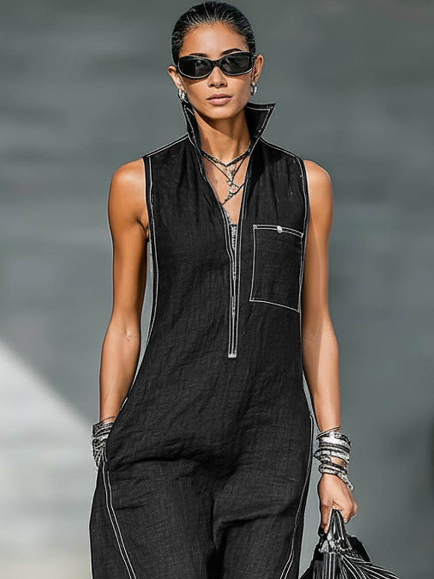 Mouwloze Dungaree Witte Zoom