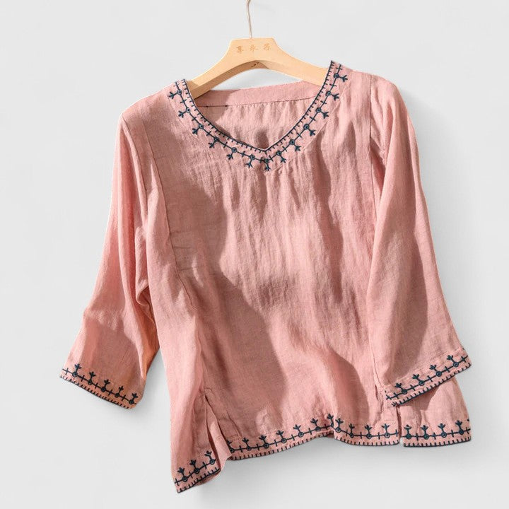 Van Delft Mode® | Taysia elegante blouse met V-Hals