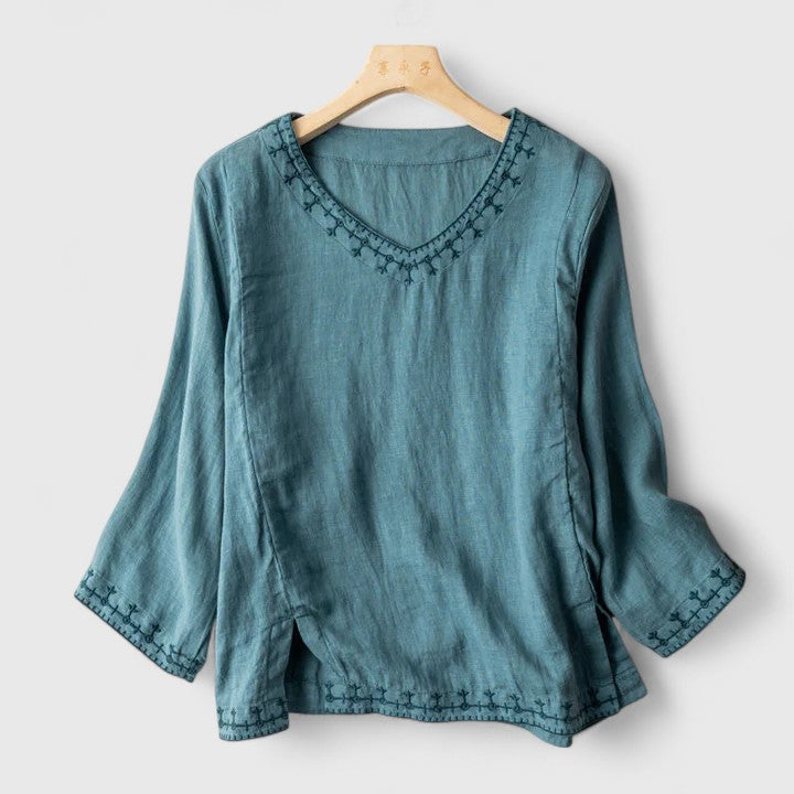 Van Delft Mode® | Taysia elegante blouse met V-Hals