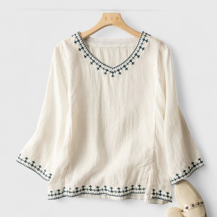 Van Delft Mode® | Taysia elegante blouse met V-Hals