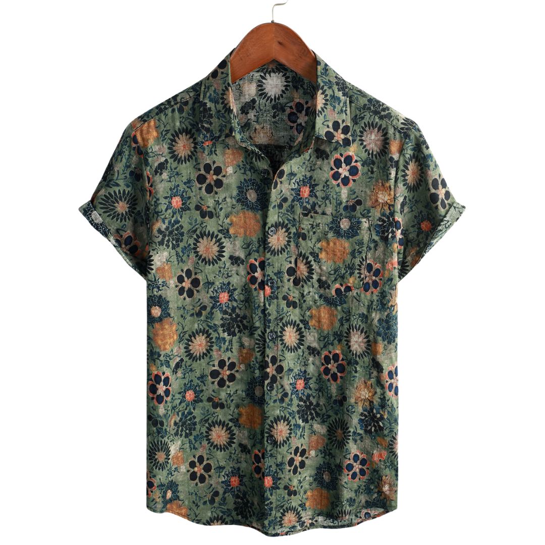 Van Delft Mode®| Katoenen Hawaii Overhemd met Korte Mouwen