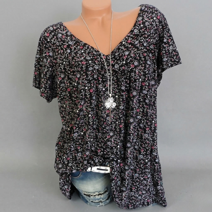 Van Delft Mode® | T-shirt Flora met V-hals
