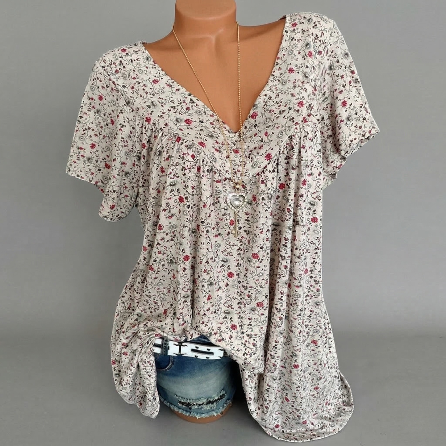 Van Delft Mode® | T-shirt Flora met V-hals