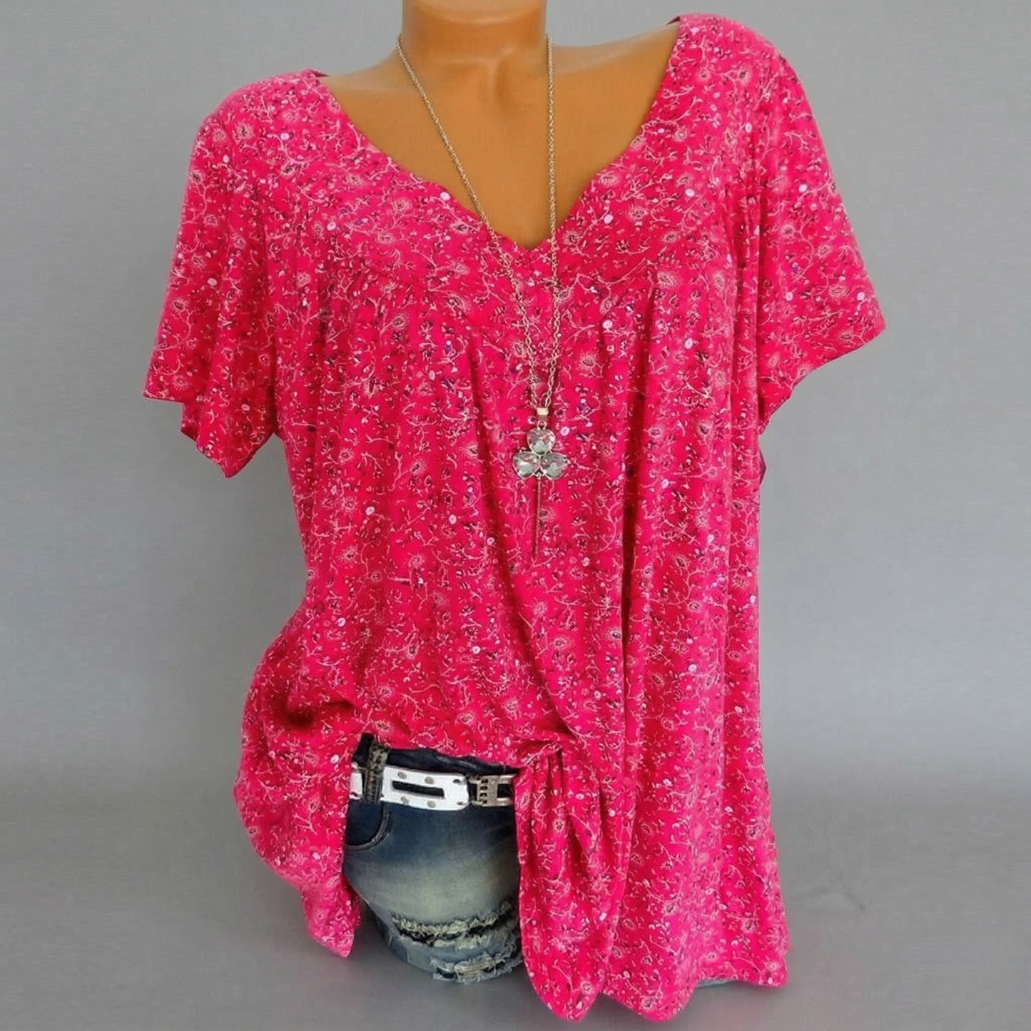 Van Delft Mode® | T-shirt Flora met V-hals