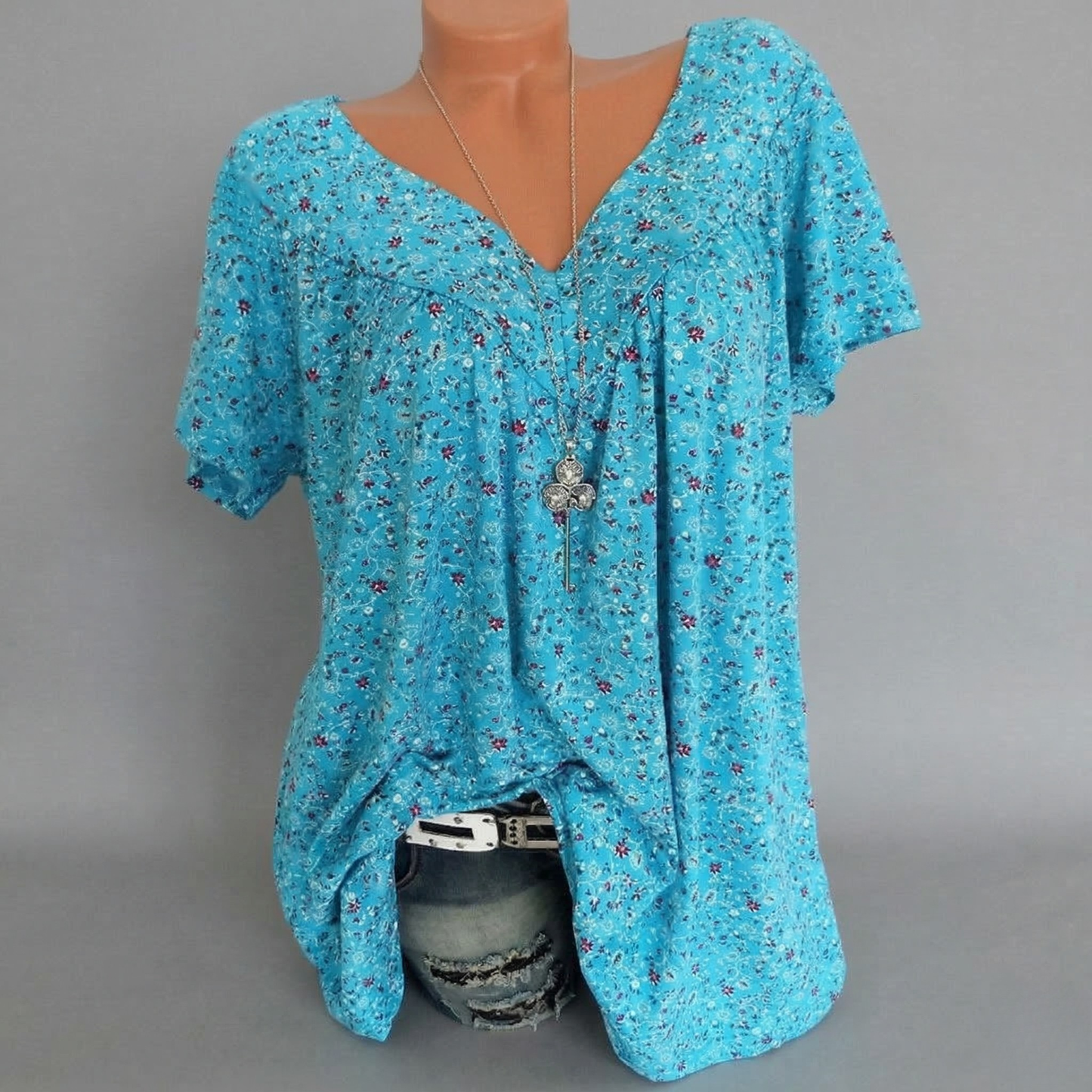 Van Delft Mode® | T-shirt Flora met V-hals