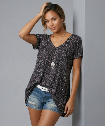 Van Delft Mode® | T-shirt Flora met V-hals