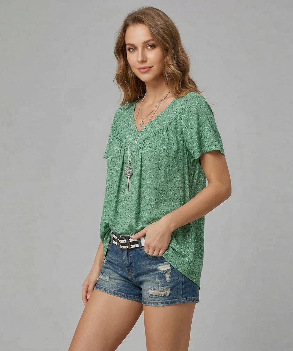 Van Delft Mode® | T-shirt Flora met V-hals
