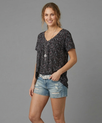 Van Delft Mode® | T-shirt Flora met V-hals