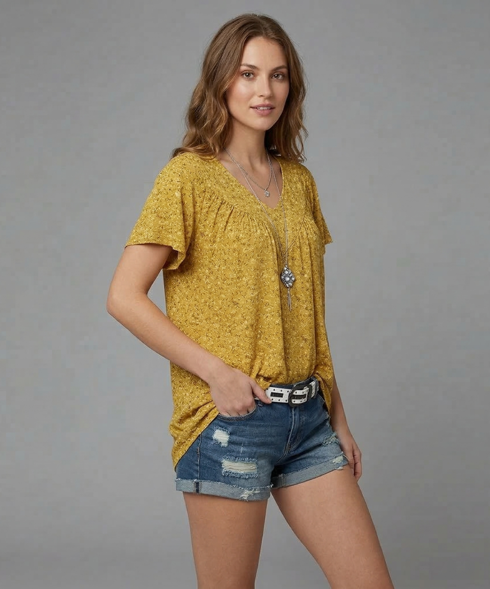 Van Delft Mode® | T-shirt Flora met V-hals