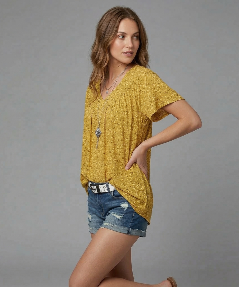 Van Delft Mode® | T-shirt Flora met V-hals