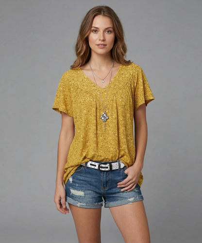 Van Delft Mode® | T-shirt Flora met V-hals