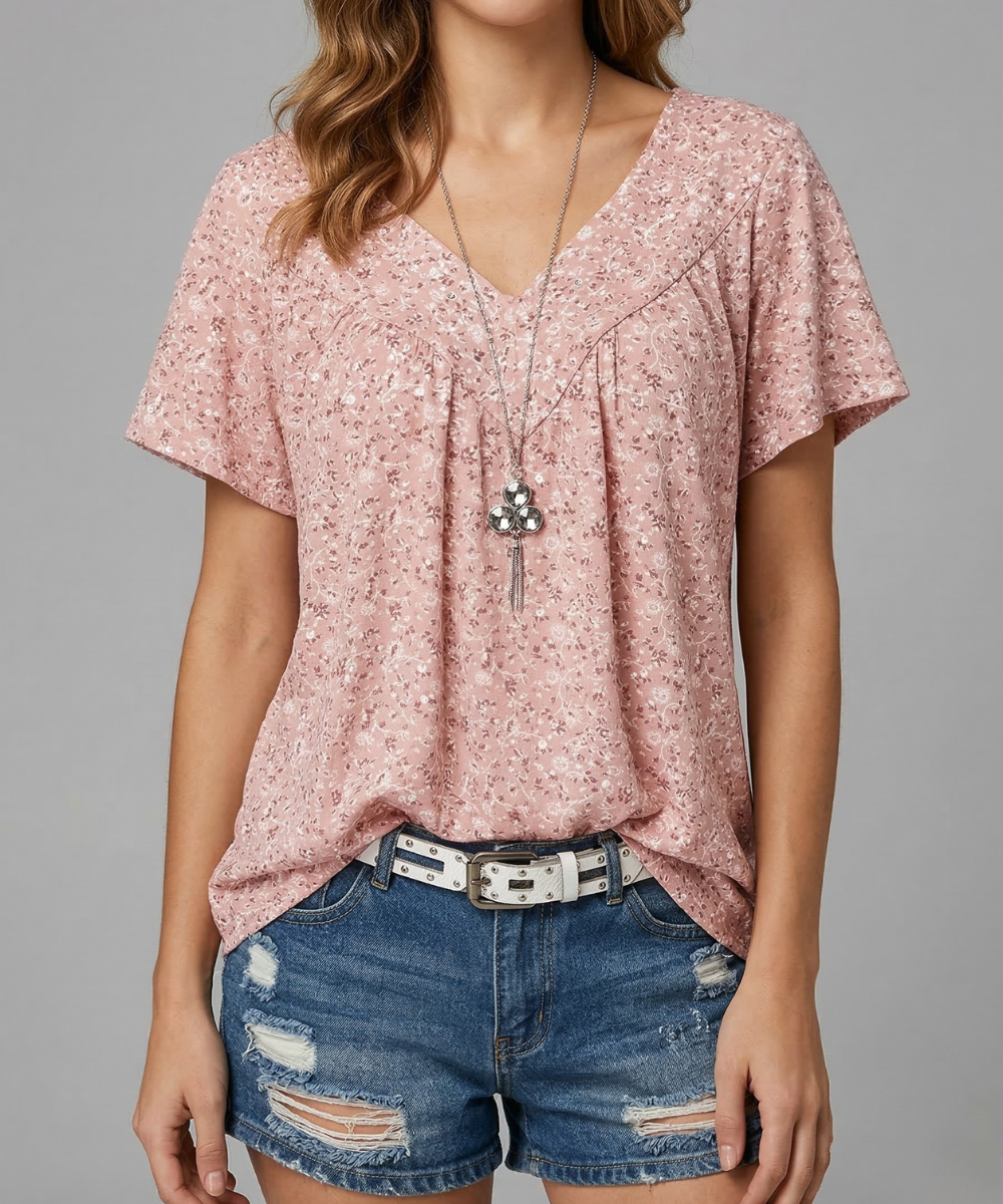 Van Delft Mode® | T-shirt Flora met V-hals