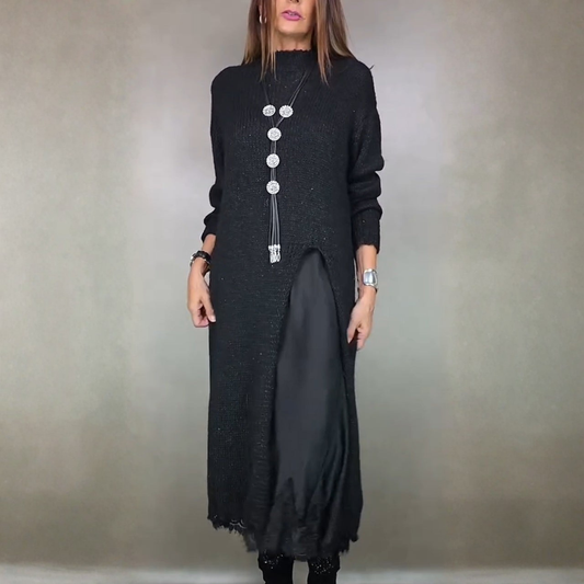 Van Delft Mode® | Complete stijlvolle outfit (Lange trui + jurk)