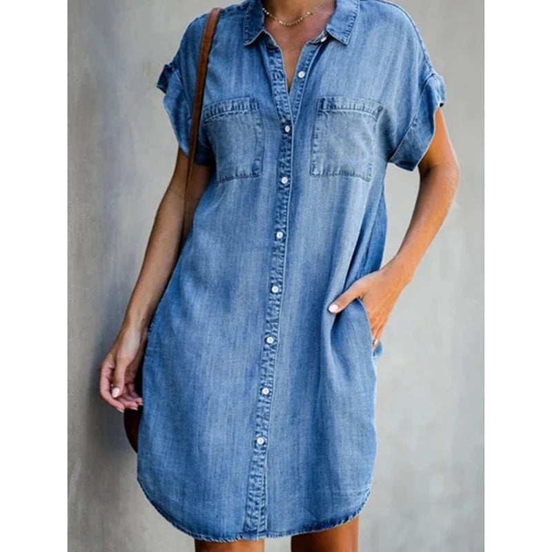 Van Delft Mode® | Comfortabele tijdloze denim jurk