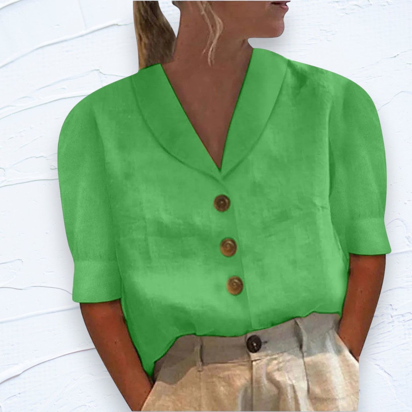 Van Delft Mode® | Knopblouse met Geknoopte Voorkant