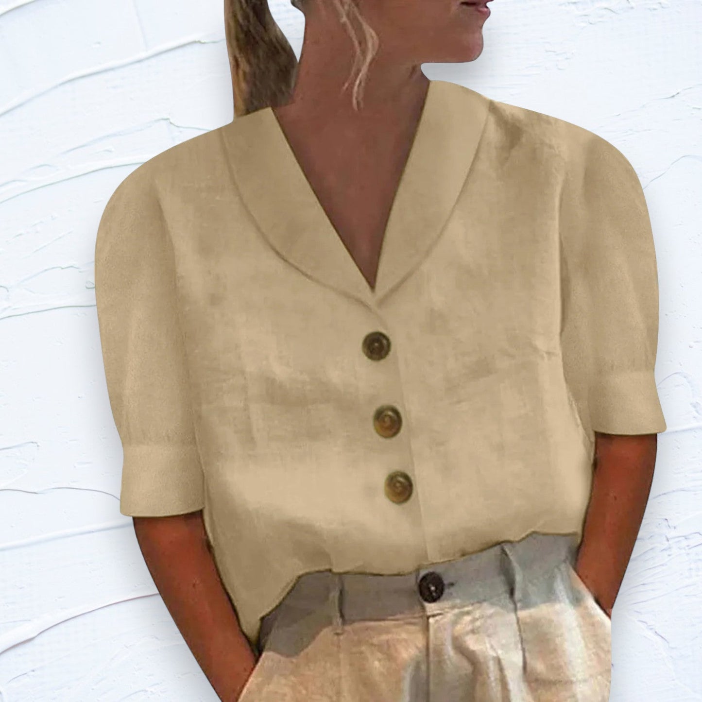 Van Delft Mode® | Knopblouse met Geknoopte Voorkant