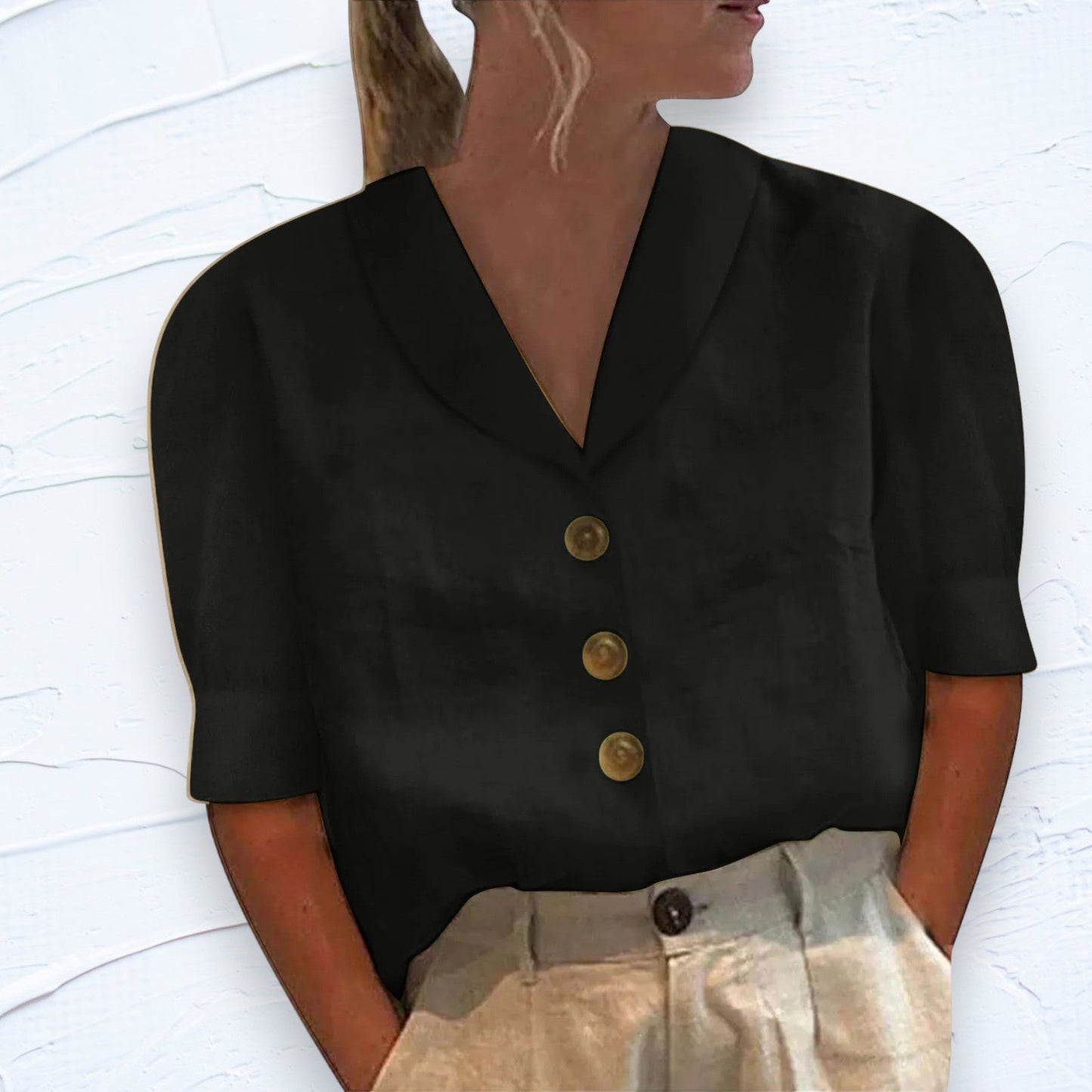 Van Delft Mode® | Knopblouse met Geknoopte Voorkant