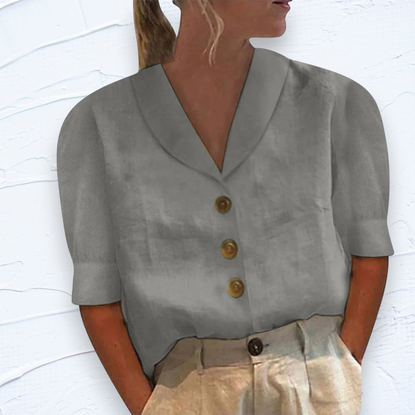 Van Delft Mode® | Knopblouse met Geknoopte Voorkant