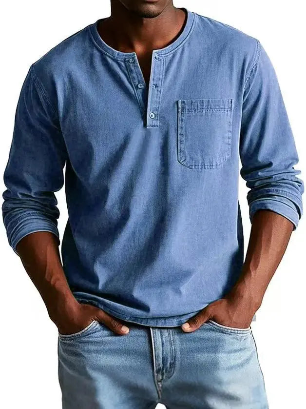 Van Delft Mode® | Comfortabel Vintage Denim Shirt met Knopen & Borstzak (TIJDELIJK 1+1 GRATIS!)