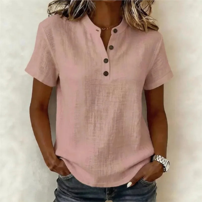 Van Delft Mode® | Zomerse katoenen blouse met knoopsluiting (TIJDELIJK 1+1 GRATIS!)
