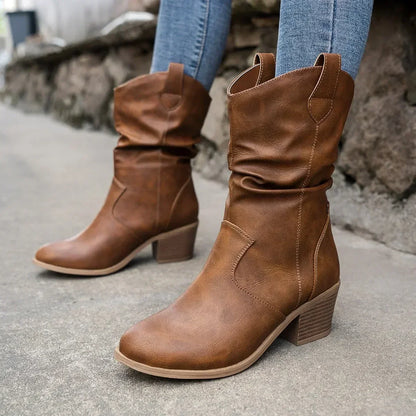 Van Delft Mode® | Klassieke Mid-Calf Western Boots