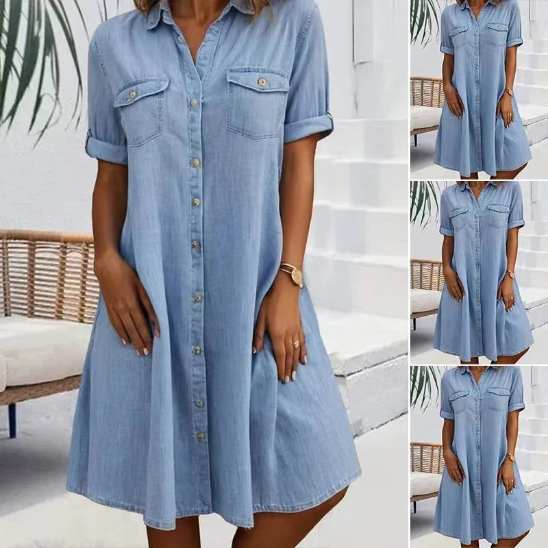 Van Delft Mode® | Elegante denim jurk