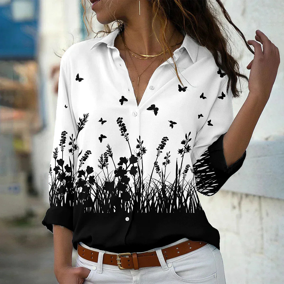 Van Delft Mode® |MODIEUS BEDRUKTE BLOUSE