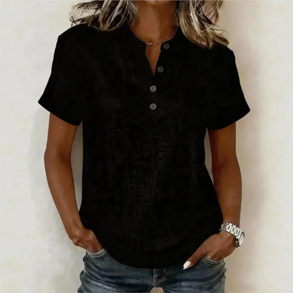 Van Delft Mode® | Zomerse katoenen blouse met knoopsluiting (TIJDELIJK 1+1 GRATIS!)