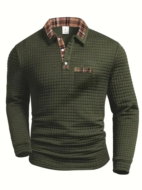 Van Delft Mode® | Comfortabele heren polo met lange mouw
