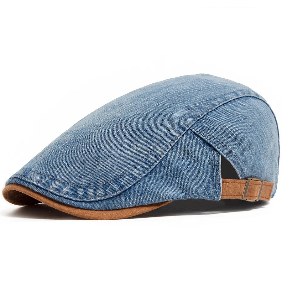 Van Delft Mode® Premium Denim Flat Cap – Tijdloze Stijl & Dagelijks Comfort (1+1 Speciale Actie)