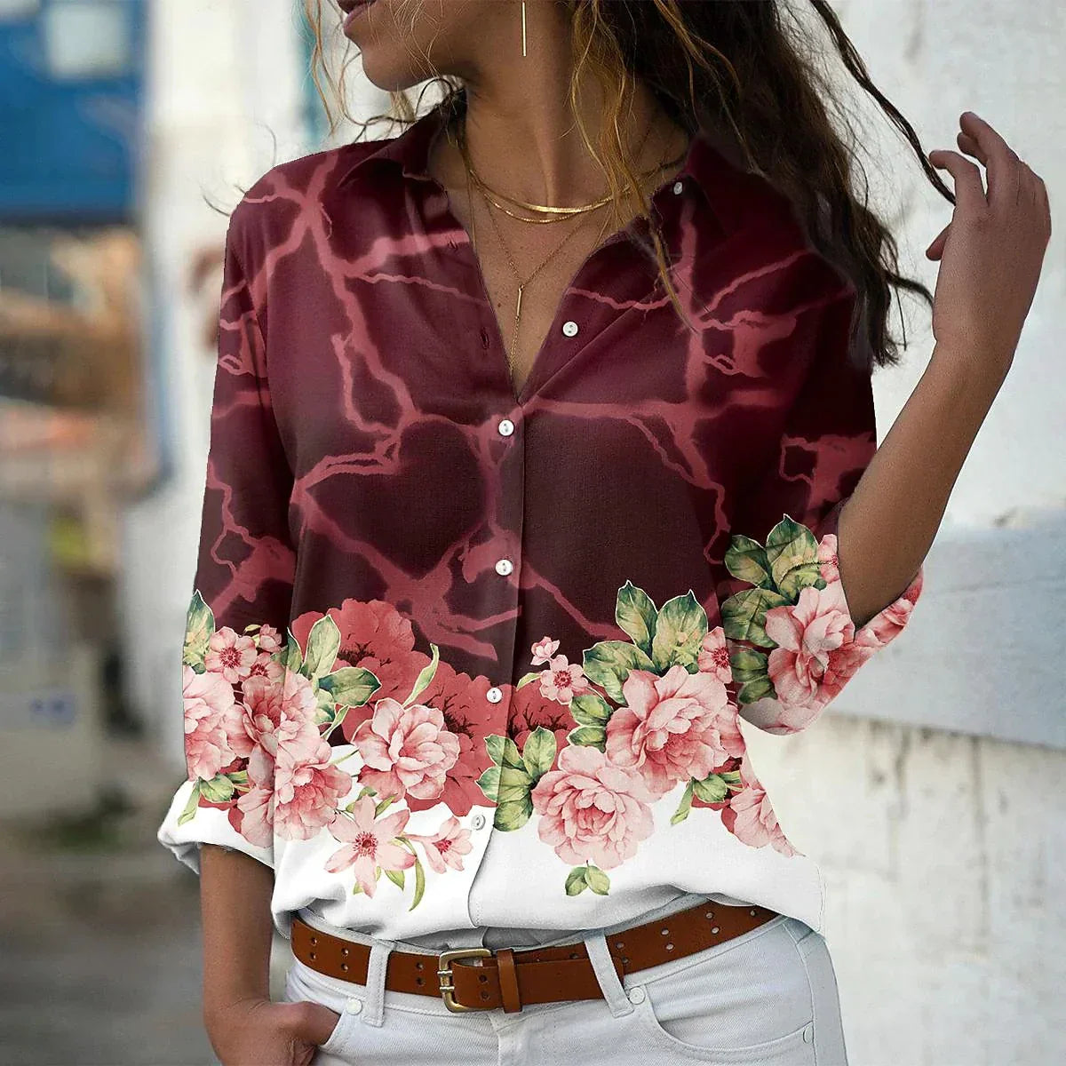 Van Delft Mode® |MODIEUS BEDRUKTE BLOUSE