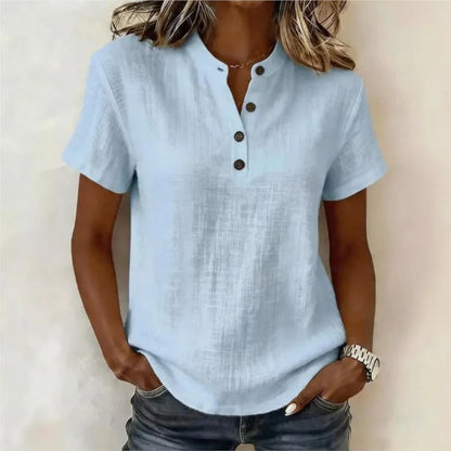 Van Delft Mode® | Zomerse katoenen blouse met knoopsluiting (TIJDELIJK 1+1 GRATIS!)