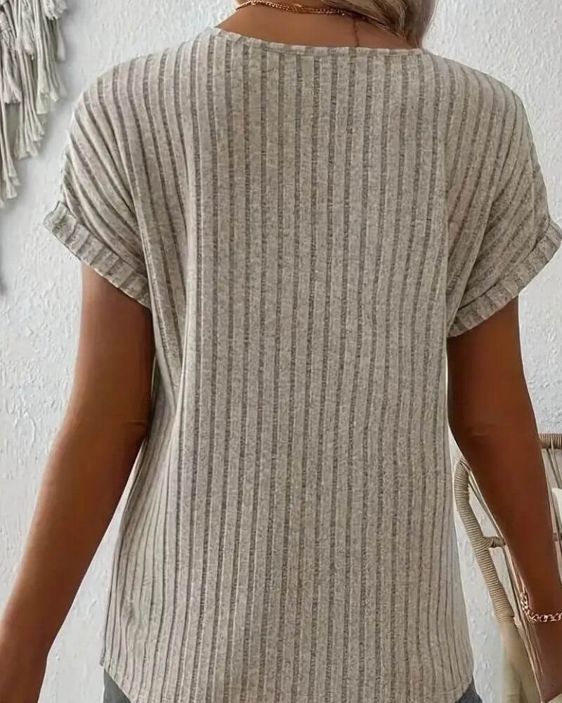 Van Delft Mode® | GEBREIDE BLOUSE MET V-HALS