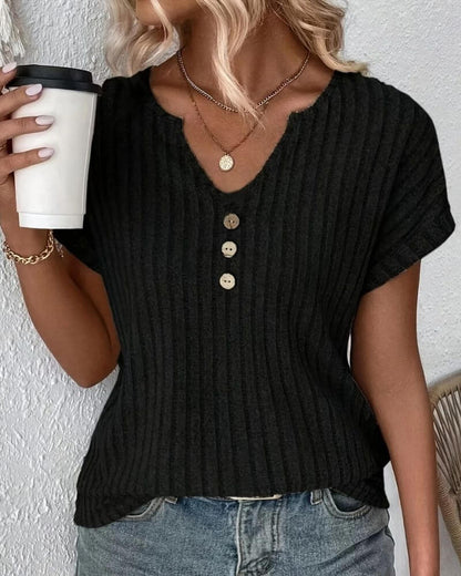 Van Delft Mode® | GEBREIDE BLOUSE MET V-HALS