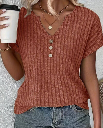 Van Delft Mode® | GEBREIDE BLOUSE MET V-HALS