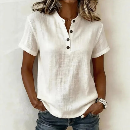 Van Delft Mode® | Zomerse katoenen blouse met knoopsluiting (TIJDELIJK 1+1 GRATIS!)