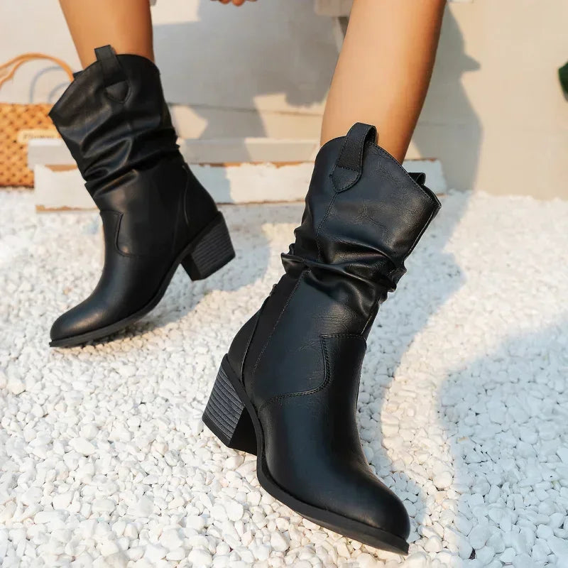 Van Delft Mode® | Klassieke Mid-Calf Western Boots