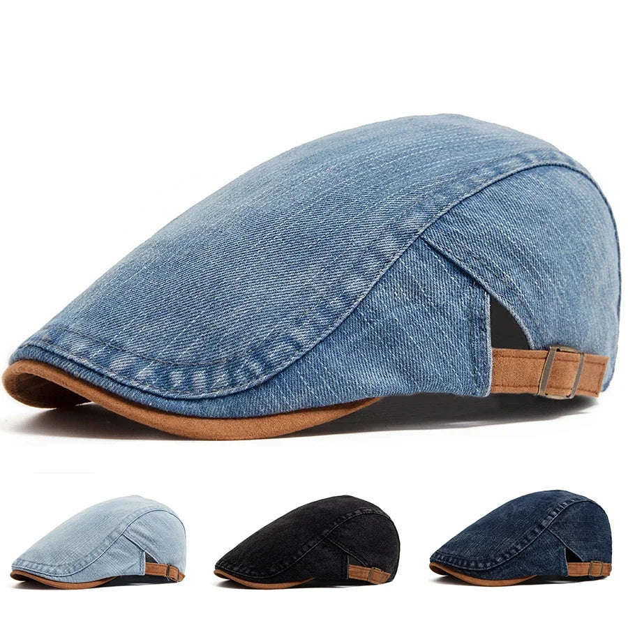 Van Delft Mode® Premium Denim Flat Cap – Tijdloze Stijl & Dagelijks Comfort (1+1 Speciale Actie)