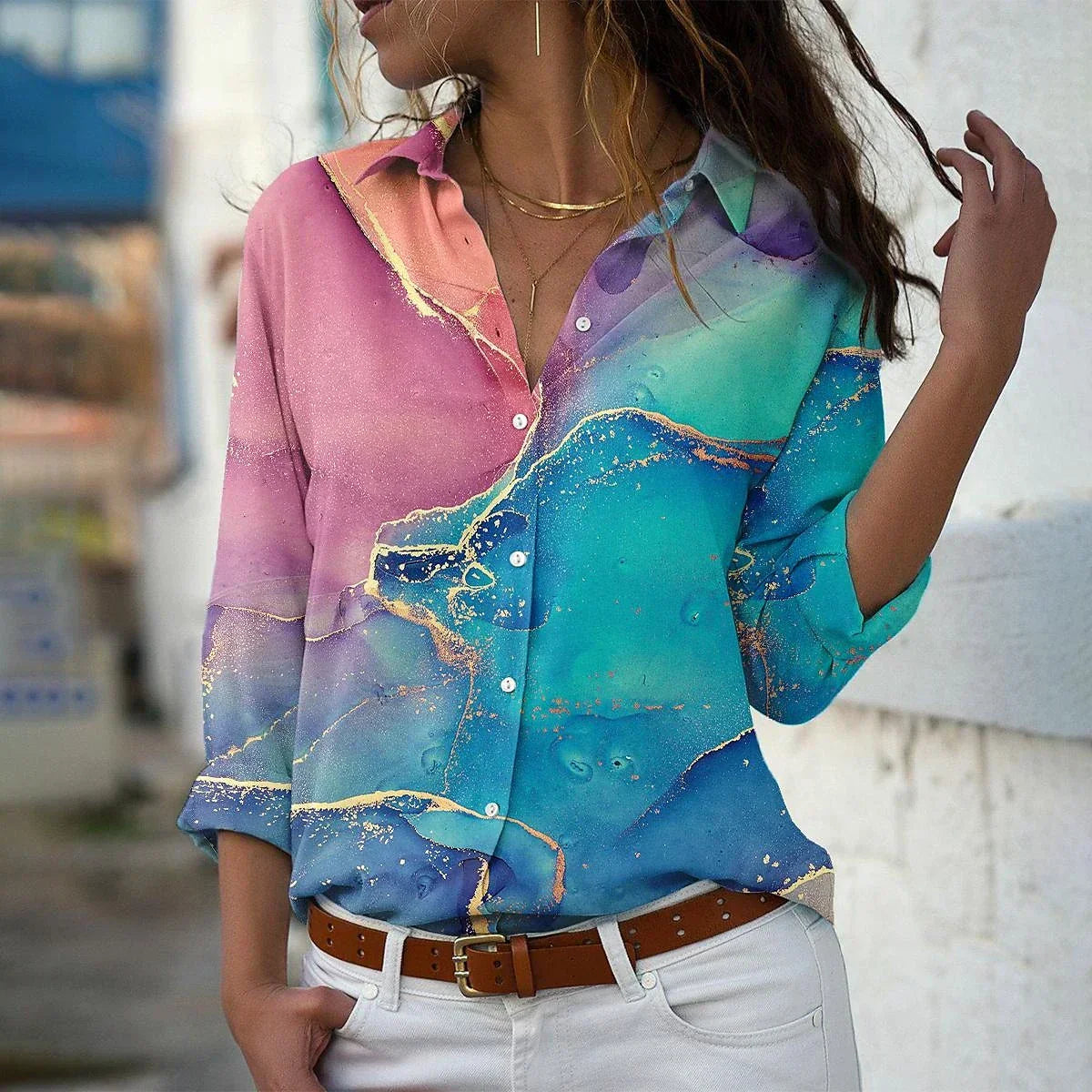 Van Delft Mode® |MODIEUS BEDRUKTE BLOUSE
