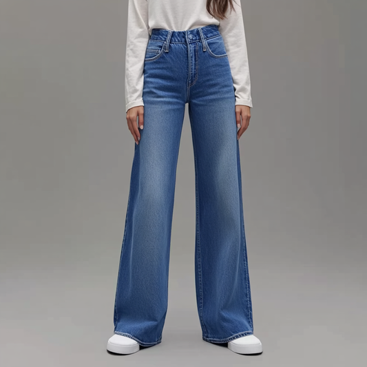Van Delft Mode® | Blauwe Damesbroek Wide Leg